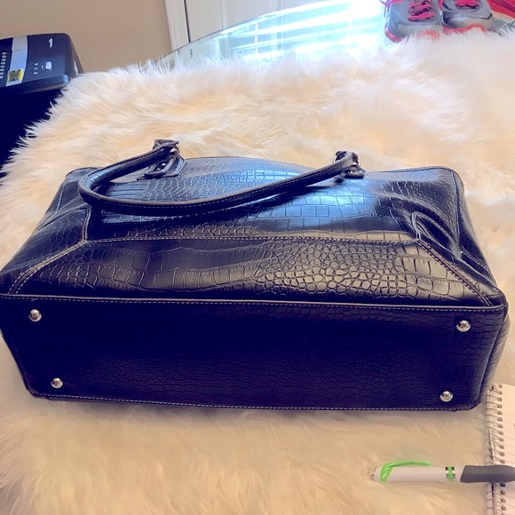 Large black croc print tote - Picture 4 of 5